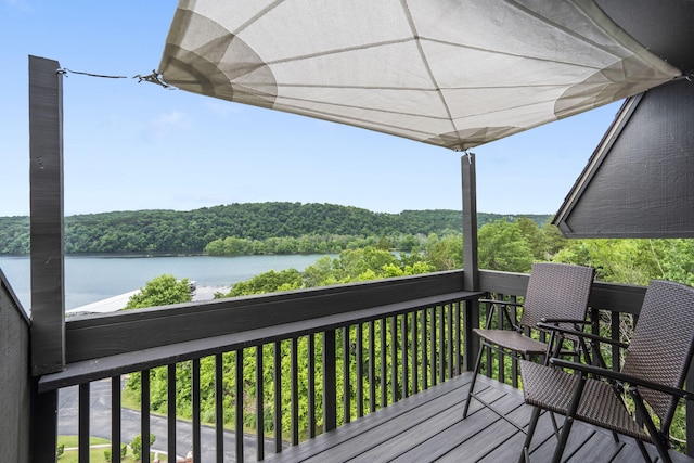 150 Sunken Forest Dr Unit 106, Forsyth, MO 65653 - wooden terrace with a water view and a view of trees