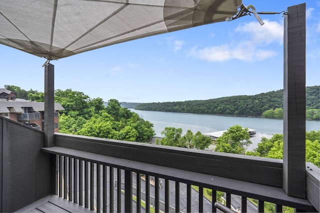 150 Sunken Forest Dr Unit 106, Forsyth, MO 65653 - balcony featuring a water view and a forest view