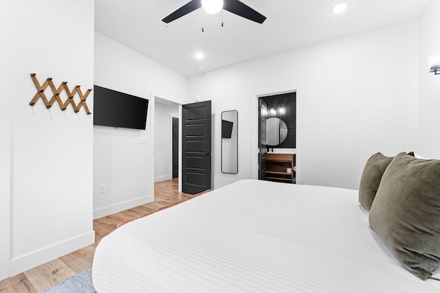 400 Poolside Pass, Hollister, MO 65672 - bedroom featuring light wood finished floors, recessed lighting, and ceiling fan