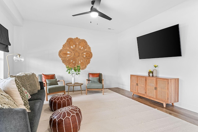 400 Poolside Pass, Hollister, MO 65672 - living room featuring wood finished floors and a ceiling fan