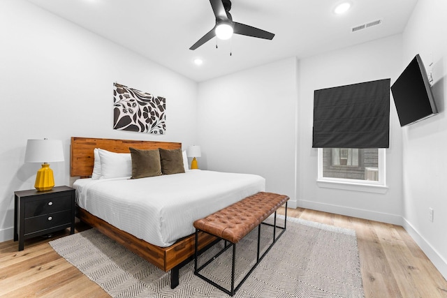 400 Poolside Pass, Hollister, MO 65672 - bedroom with light wood-style floors, recessed lighting, and ceiling fan