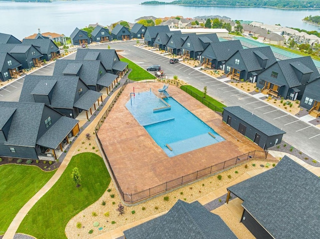 400 Poolside Pass, Hollister, MO 65672 - aerial view of residential area with a large body of water and a pool