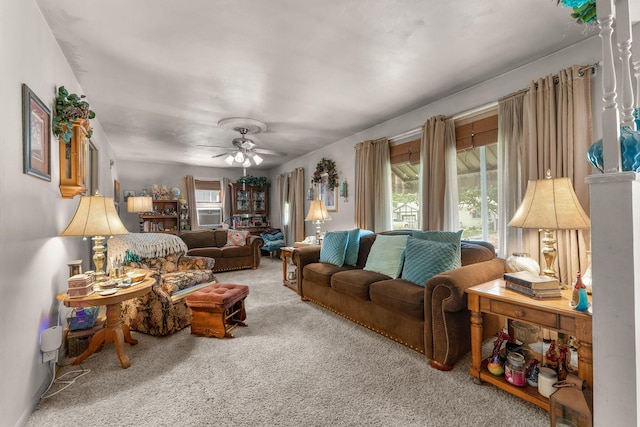 2140 N Crutcher Ave, Springfield, MO 65803 - carpeted living area with ceiling fan