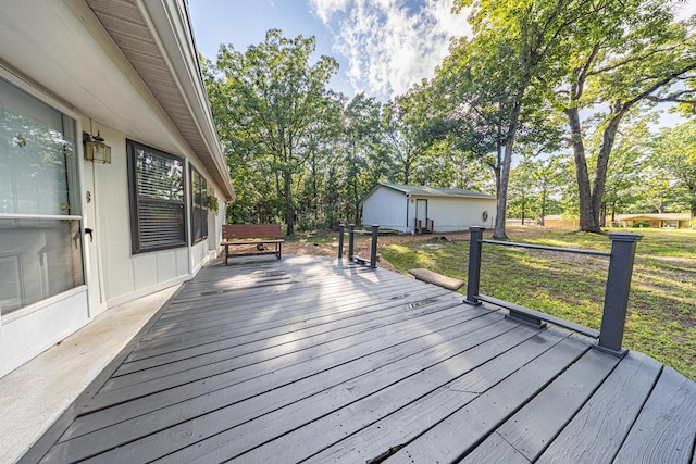 25832 County Road 250, Hermitage, MO 65668 - wooden terrace with view of scattered trees and a yard