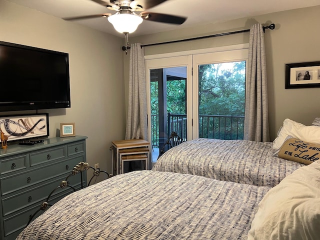 234 Sunset Cv Unit 107, Branson, MO 65616 - bedroom featuring access to outside and a ceiling fan