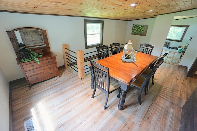 20770 State Highway 76, Cassville, MO 65625 - dining space featuring light wood-style floors, recessed lighting, and wooden ceiling