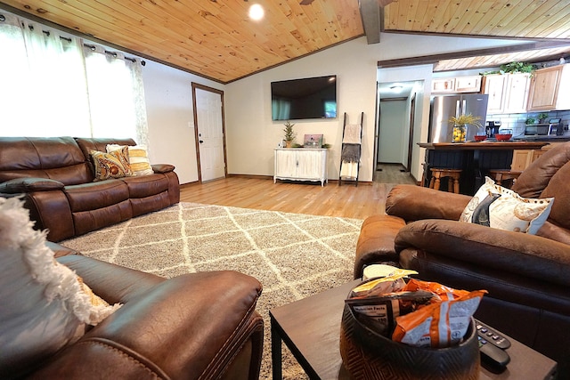 20770 State Highway 76, Cassville, MO 65625 - living room with light wood-type flooring, wood ceiling, and baseboards