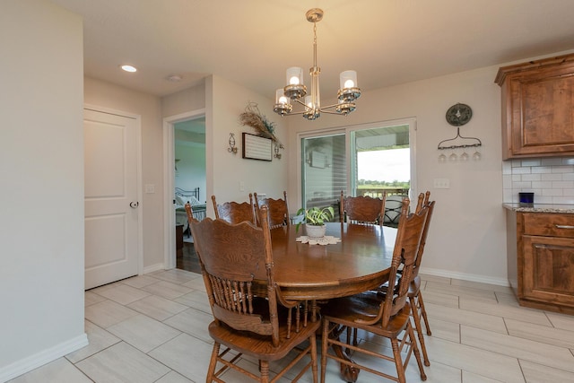 684 Spring Creek Rd, Clever, MO 65631 - dining room featuring a chandelier, baseboards, light tile patterned floors, and recessed lighting