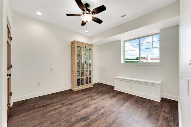 2029 Moon Valley Rd, Ozark, MO 65721 - spare room with a ceiling fan, dark wood-style flooring, baseboards, and recessed lighting