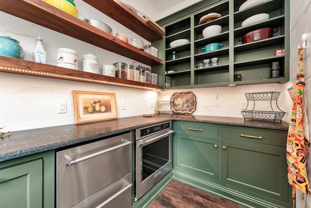 2029 Moon Valley Rd, Ozark, MO 65721 - bar with stainless steel appliances, backsplash, and dark wood-style floors