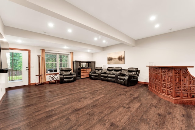 2029 Moon Valley Rd, Ozark, MO 65721 - living room featuring recessed lighting, wood finished floors, baseboards, and beam ceiling