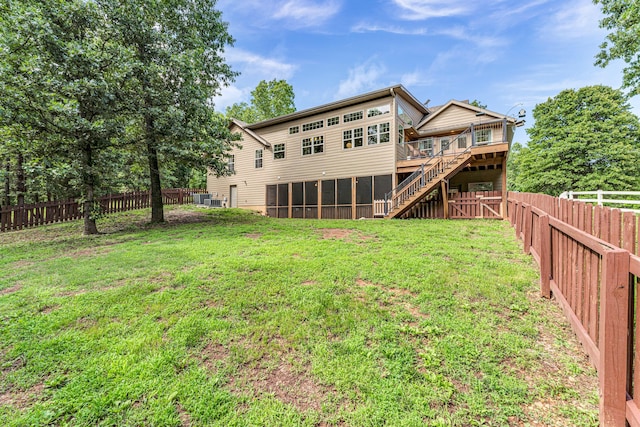 2029 Moon Valley Rd, Ozark, MO 65721 - back of house featuring a sunroom, a wooden deck, and stairway