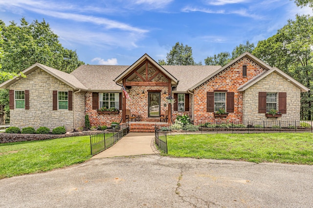 2029 Moon Valley Rd, Ozark, MO 65721 - ranch-style house featuring a shingled roof, stone siding, and brick siding