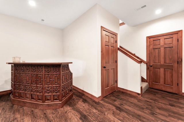 2029 Moon Valley Rd, Ozark, MO 65721 - foyer entrance with wood finished floors, baseboards, recessed lighting, stairs, and a dry bar