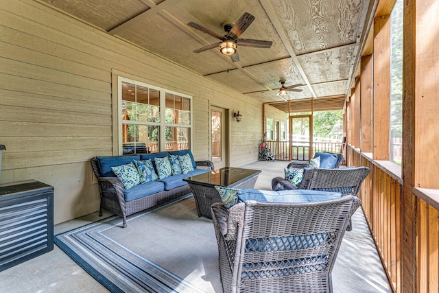 2029 Moon Valley Rd, Ozark, MO 65721 - sunroom with a ceiling fan and an outdoor living space