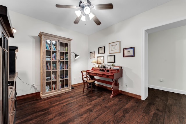 2029 Moon Valley Rd, Ozark, MO 65721 - home office featuring wood finished floors and a ceiling fan