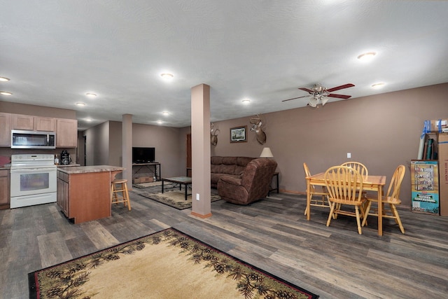 123 Fossil Cove Rd, Cape Fair, MO 65624 - dining area with a ceiling fan, dark wood-style flooring, and recessed lighting