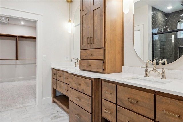 4943 S Aaron Ave, Springfield, MO 65810 - full bath with double vanity and marble look tile flooring