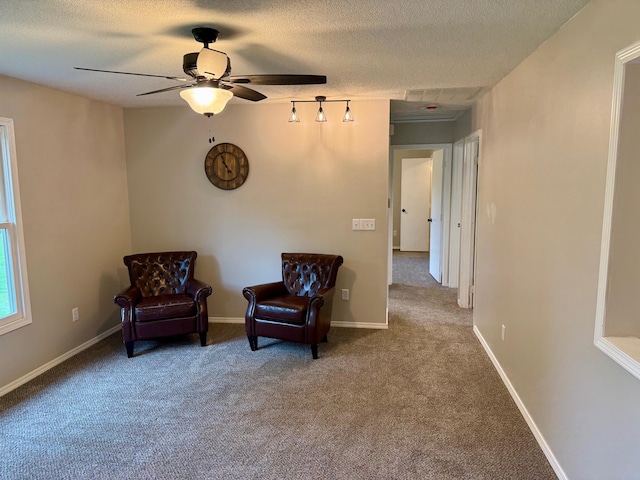 2004 S 16th St, Ozark, MO 65721 - sitting room with carpet flooring, ceiling fan, and a textured ceiling