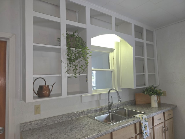 221 Boisseau St, Greenfield, MO 65661 - kitchen with a sink, open shelves, and arched walkways