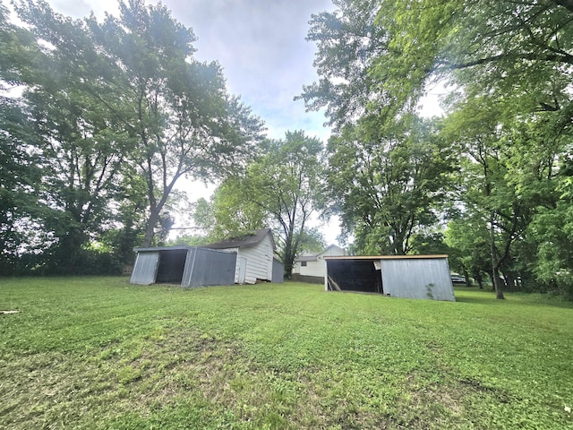 221 Boisseau St, Greenfield, MO 65661 - view of grassy yard with a pole building and an outbuilding