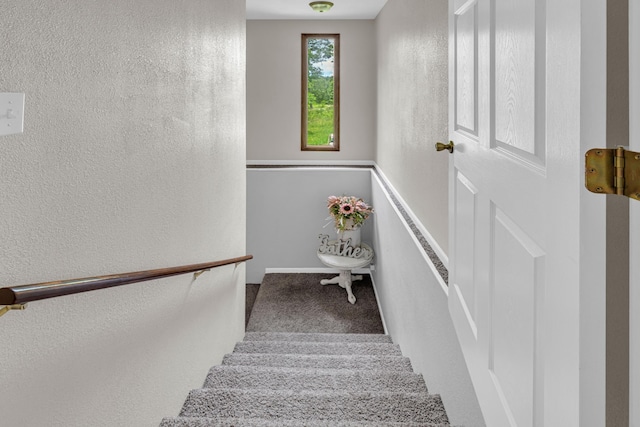 21371 Howell Rd, Mountain View, MO 65548 - staircase featuring a textured wall and carpet