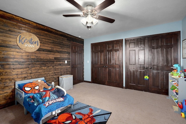 2526 State Highway B, Rogersville, MO 65742 - bedroom featuring multiple closets, carpet, and a ceiling fan