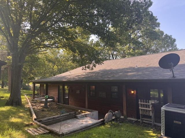 154A Scofield Ave, Forsyth, MO 65653 - rear view of property with central air condition unit and a shingled roof