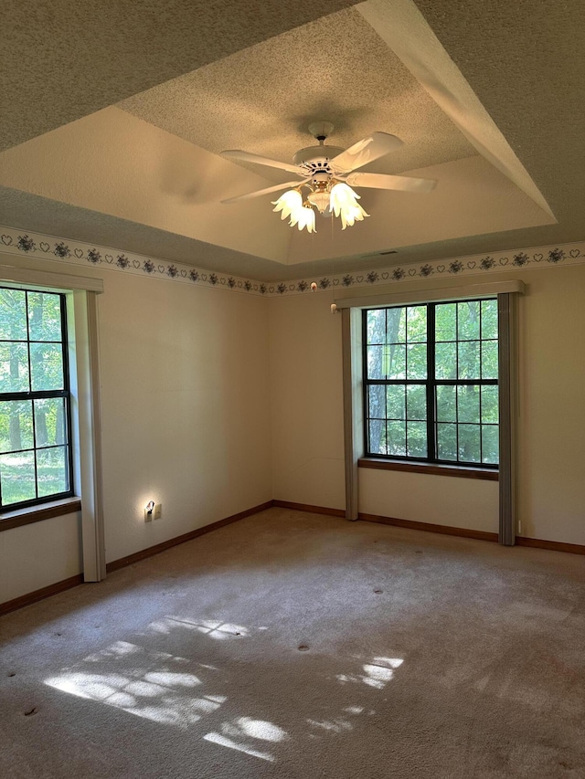 154A Scofield Ave, Forsyth, MO 65653 - spare room with plenty of natural light, light carpet, ceiling fan, baseboards, and a textured ceiling
