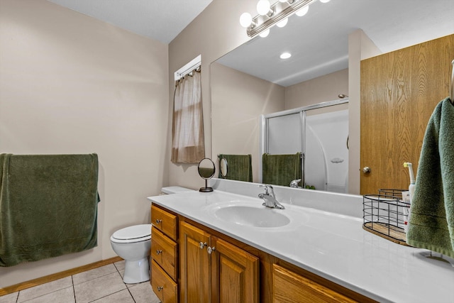 1382 S Kristopher Ave, Republic, MO 65738 - full bathroom with a stall shower, vanity, toilet, and tile patterned flooring