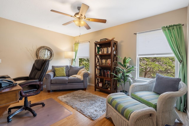 1749 Cedar Ridge Way, Branson West, MO 65737 - office with healthy amount of natural light, wood finished floors, and a ceiling fan