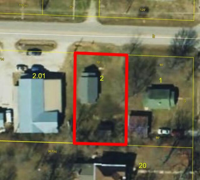 401 W Clouse St, Mountain Grove, MO 65711 - aerial view of property's location featuring property boundaries highlighted