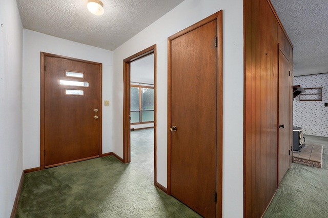 510 E College St, Walnut Grove, MO 65770 - hallway with carpet floors, a textured ceiling, and baseboards
