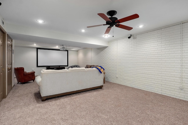 4402 Quail Run Rd, Ozark, MO 65721 - home theater room with carpet floors, recessed lighting, and a ceiling fan