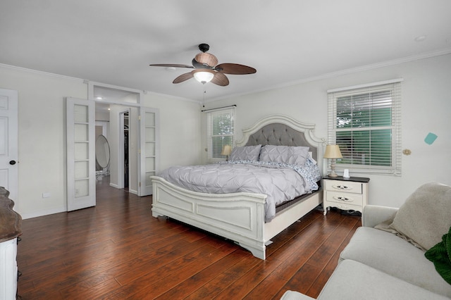 4402 Quail Run Rd, Ozark, MO 65721 - bedroom with ornamental molding, wood finished floors, multiple windows, and ceiling fan