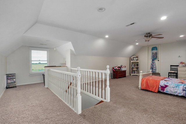4402 Quail Run Rd, Ozark, MO 65721 - additional living space with lofted ceiling, carpet flooring, ceiling fan, recessed lighting, and baseboards