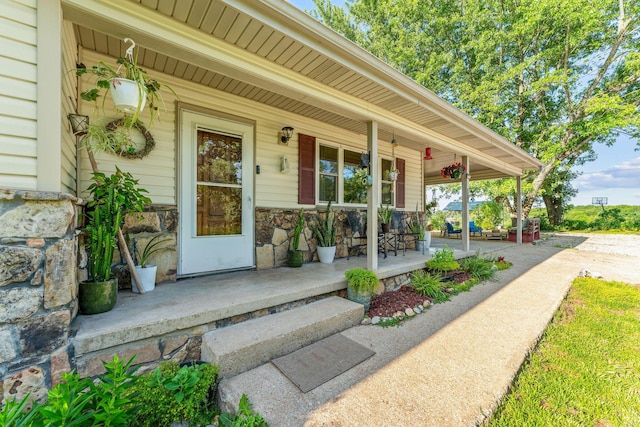 19326 Boat Dock Rd W, Omaha, AR 72662 - property entrance with a porch and stone siding