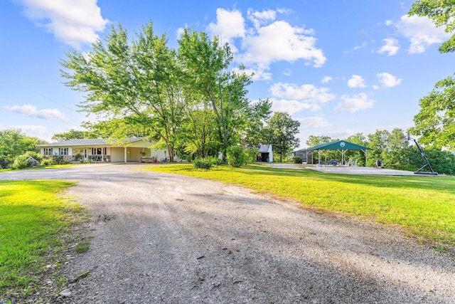 19326 Boat Dock Rd W, Omaha, AR 72662 - view of front facade featuring a carport, a front yard, and driveway