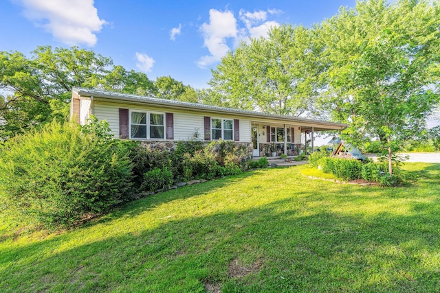 19326 Boat Dock Rd W, Omaha, AR 72662 - ranch-style home with covered porch and a front yard