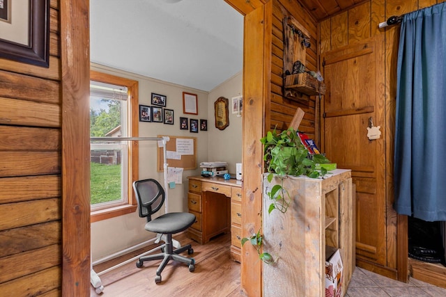 206 Plum St, Sparta, MO 65753 - office area featuring plenty of natural light and vaulted ceiling