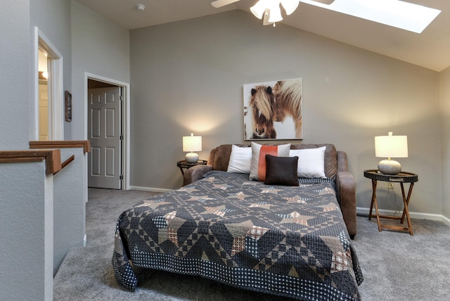 280 Wimbledon Dr Unit 9, Branson, MO 65616 - carpeted bedroom featuring baseboards, a skylight, and high vaulted ceiling
