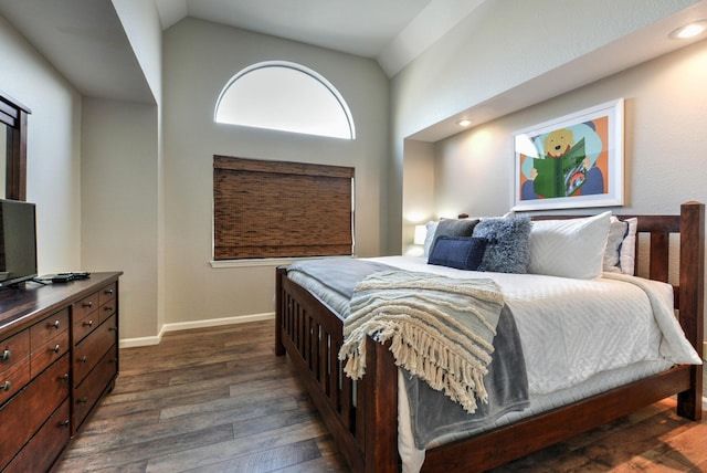 280 Wimbledon Dr Unit 9, Branson, MO 65616 - bedroom featuring dark wood-style flooring, lofted ceiling, recessed lighting, and baseboards