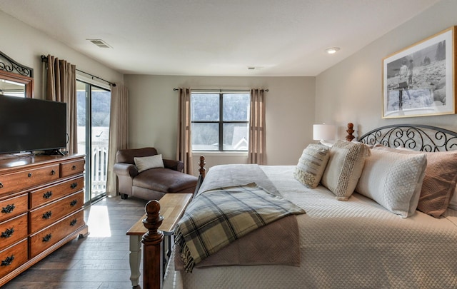 280 Wimbledon Dr Unit 9, Branson, MO 65616 - bedroom with dark wood-style floors, access to exterior, and recessed lighting