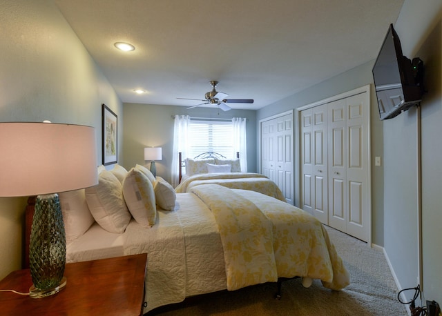 318 Wimbledon Dr Unit 8, Branson, MO 65616 - carpeted bedroom featuring two closets, recessed lighting, ceiling fan, and baseboards
