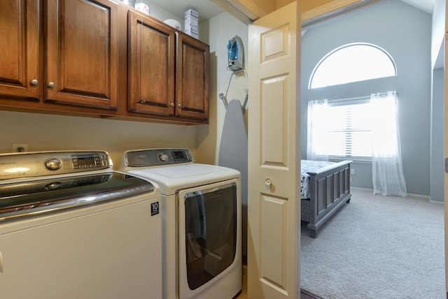 318 Wimbledon Dr Unit 8, Branson, MO 65616 - washroom with cabinet space, independent washer and dryer, light colored carpet, and baseboards