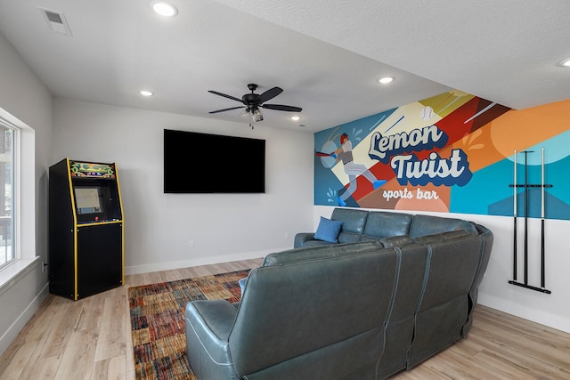 224 David Shawn Dr, Branson, MO 65616 - living area featuring wood finished floors, a ceiling fan, recessed lighting, and baseboards