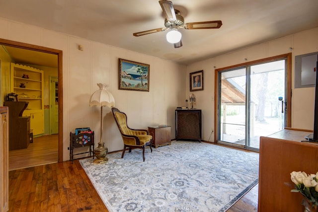 2812 W Lombard St, Springfield, MO 65802 - living area with wood finished floors and ceiling fan