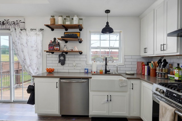 803 W Ridgecrest St, Ozark, MO 65721 - kitchen featuring appliances with stainless steel finishes, a sink, healthy amount of natural light, and decorative backsplash