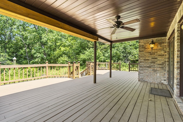 26517 Farm Rd Unit 1212, Eagle Rock, MO 65641 - wooden terrace with ceiling fan and view of scattered trees