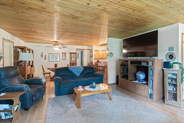 1900 State Highway 76, Anderson, MO 64831 - living area featuring wooden ceiling, ceiling fan, and wood finished floors